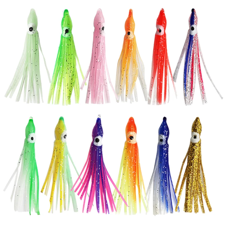 5pcs/lot luminous octopus squid skirt fishing lure bait mini bionic fishing accessory sea fishing squid bait