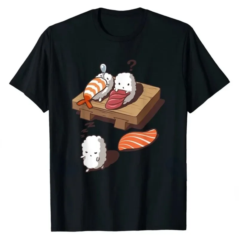 New Japanese Nigiri Sushi Sleepwalking Tee Men Women Short-sleev Fashion Graphic Tshirts Harajuku Casual Streetwear Tops