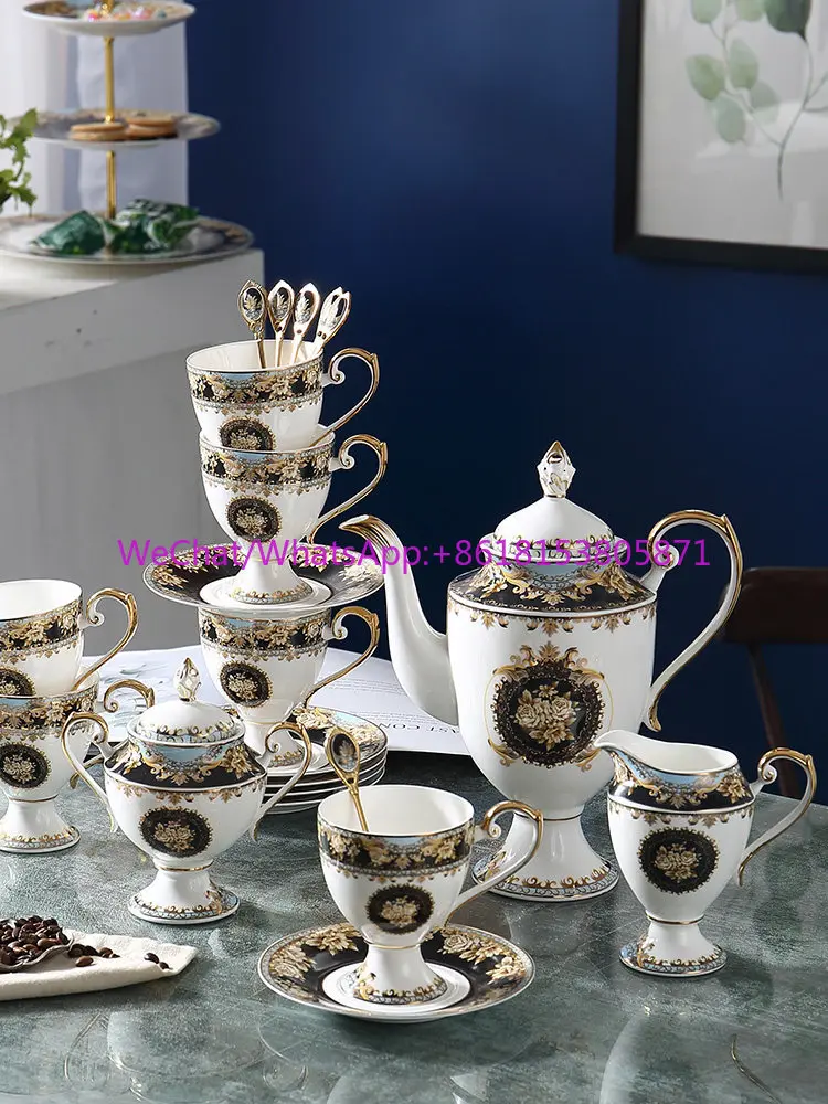 European high-end small luxury bone china coffee cups and saucers British court style ceramic household