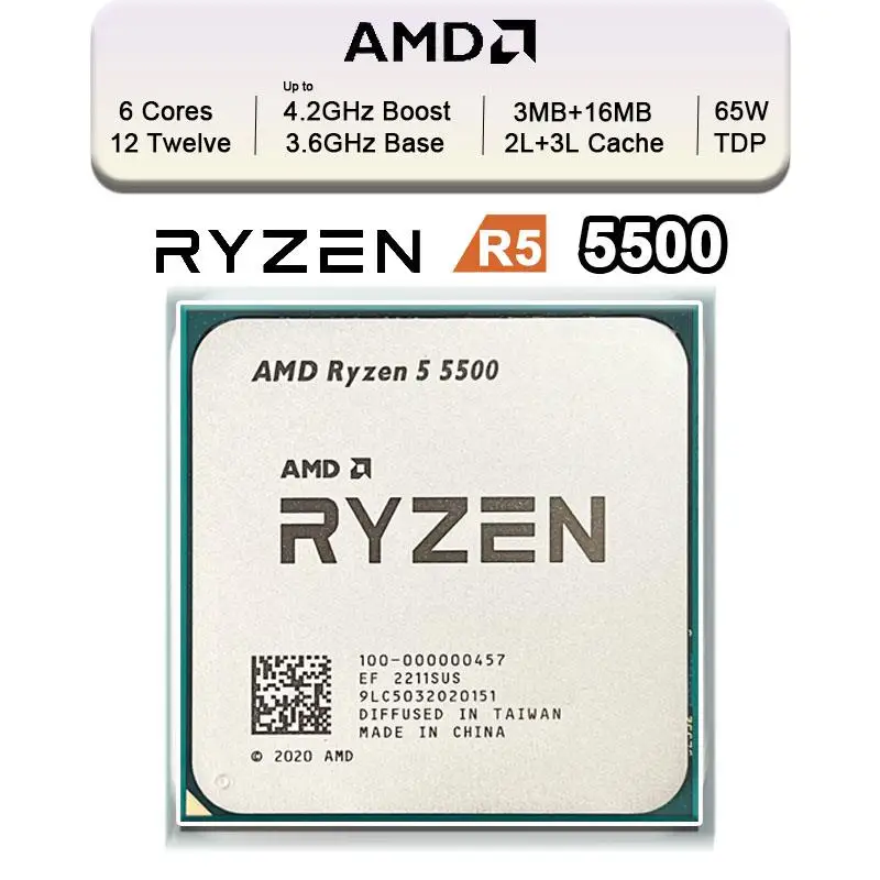 

Новый процессор AMD Ryzen 5 5500 R5 5500 3,6 ГГц 6-ядерный 12-поточный 7 нм L3 = 16M 100-000000457 поддержка настольного ПК процессор игровой разъем AM4