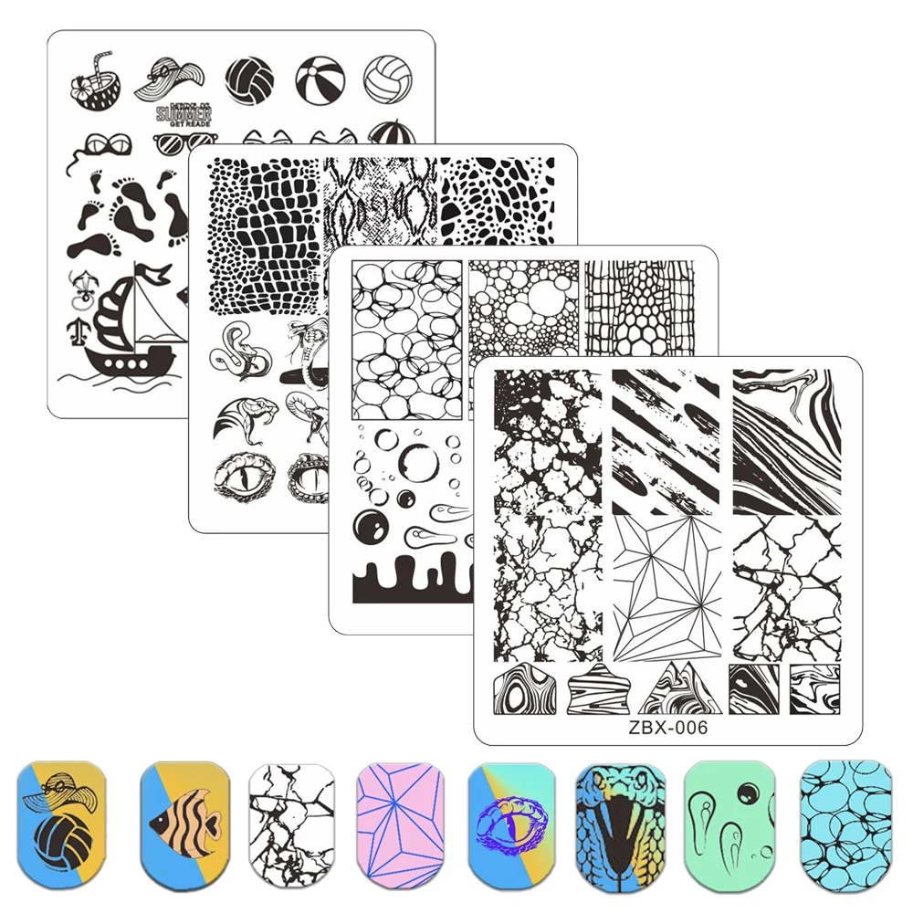 Plaques d'estampage en acier inoxydable, motif de fleur, feuille, été mignon chat griffe chien Image pochoir Dragon encre Nail Art, modèles de tampon ligne visage