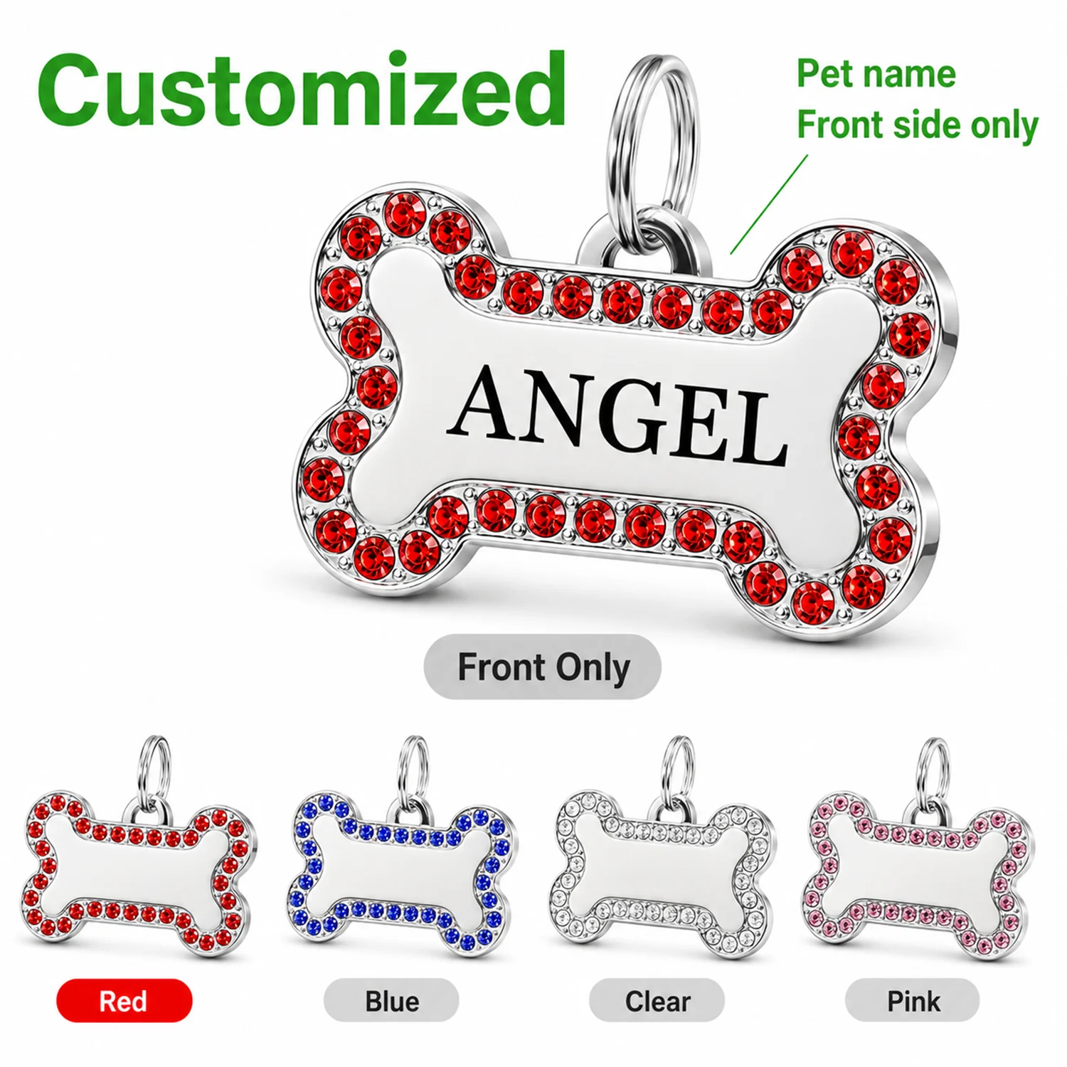 Personalisierte Hundemarke mit individuellem Text, Namensschild für Haustiere in Knochenform, lasergraviert, aus Legierung, Halsbandanhänger, personalisierte Namens-Hundemarken