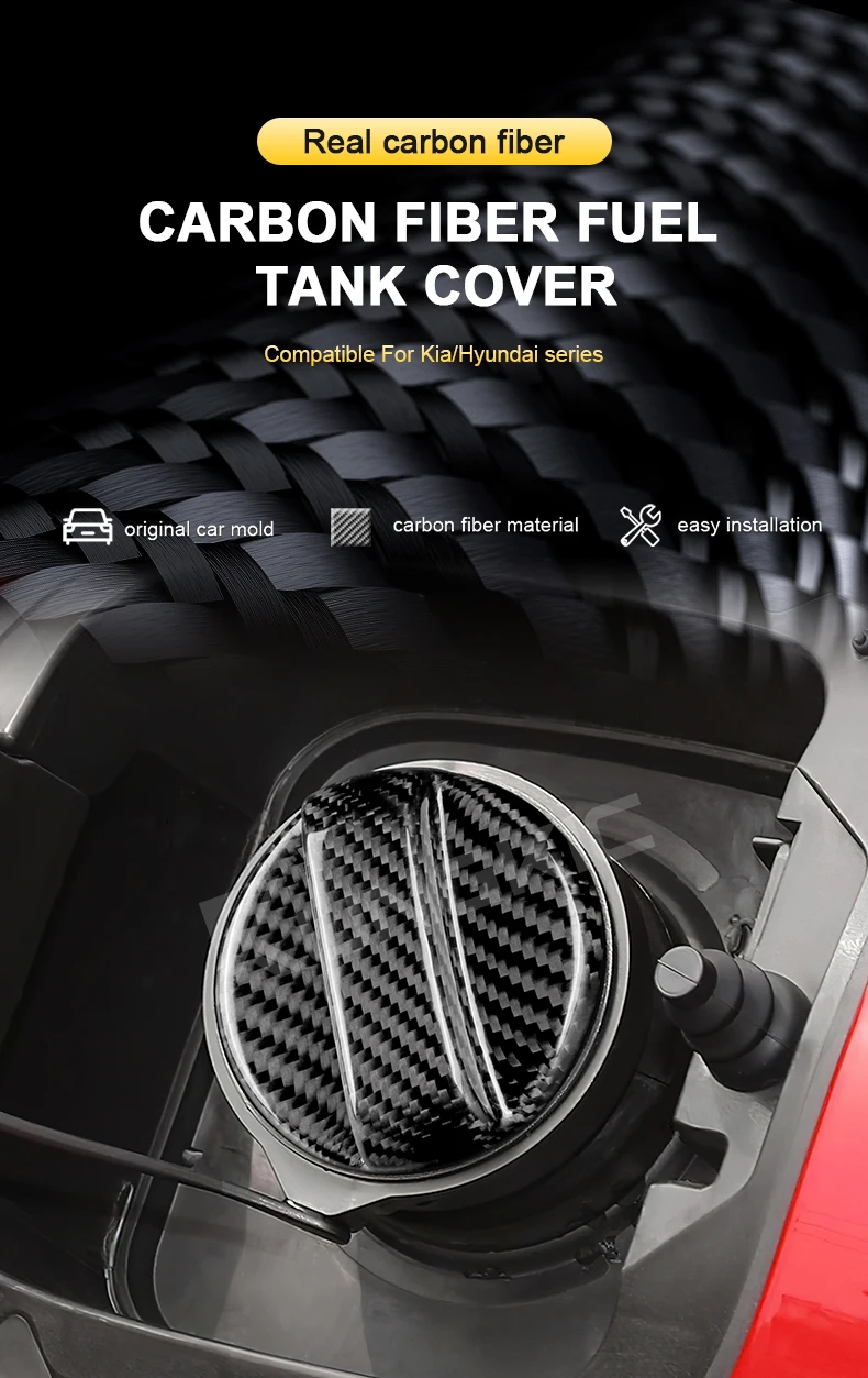 Dry Carbon Fiber Für Hyundai Elantra Sonata Santa Accent Azera Tucson KIA Sedona Sorento Soul Spectra Kraftstofftank Tankdeckel Abdeckung – Detail 1