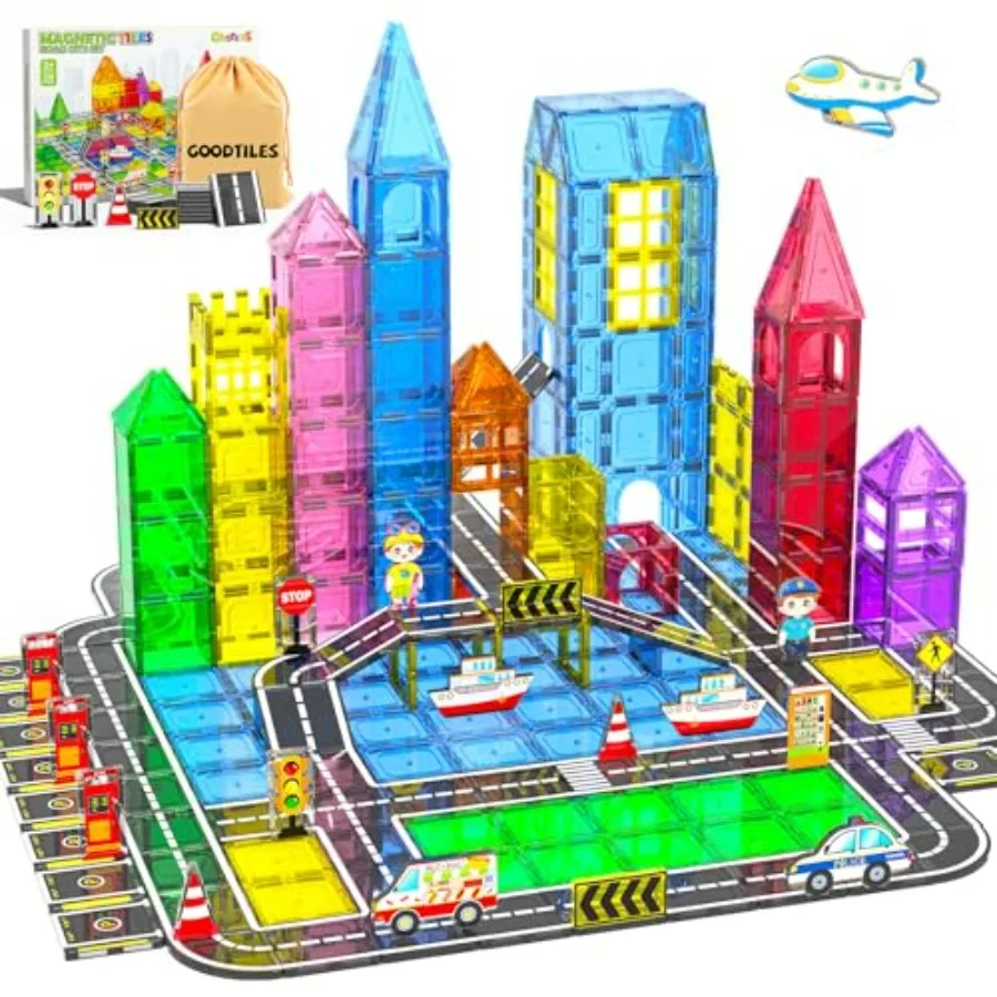 

Набор магнитных строительных блоков (106 деталей) для развития сенсорики, STEM-игрушки для детей от 3 лет, в радужных цветах, развивающий подарок