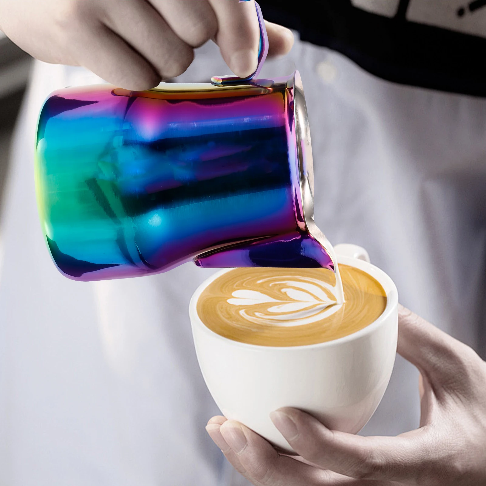 

Stainless Steel Milk Frothing Pitcher Coffee Latte Art Pitcher Smooth Pouring Spout Ergonomic Handle for Cappuccino Latte