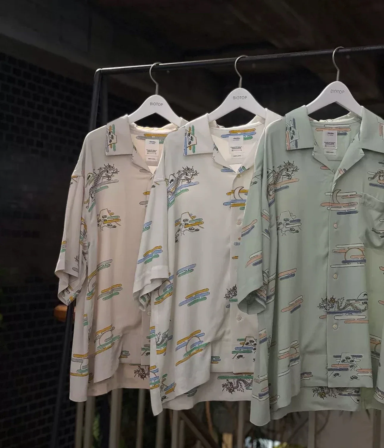 

KOSZULA COPA VISVIM KOFU 2025 S/S, повседневная спортивная рубашка с короткими рукавами и рисунком дракона, 24SS