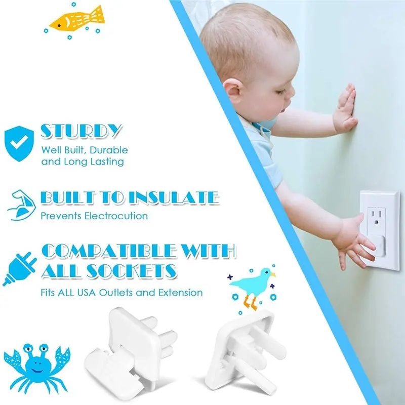 غطاء مخرج كهربائي مقاوم للأطفال AC88، 38 قطعة، واقي قابس أمان الطفل الأبيض يحسن سلامة المنزل