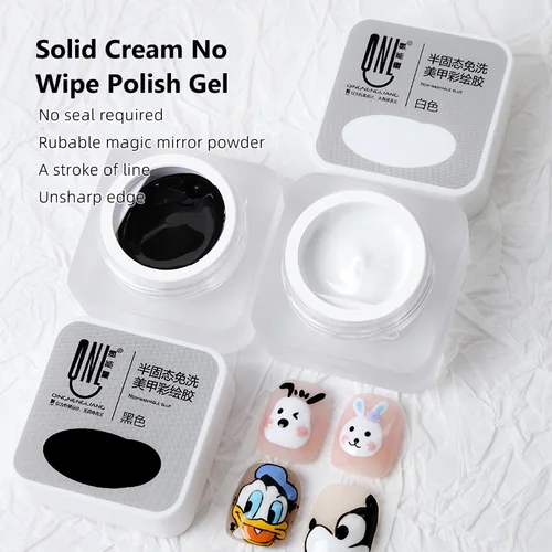 Imagen 1 del producto Pintura artística de uñas, esmalte de Gel UV, colores blanco y negro, dibujo de flores 3D, delineador de pintura LED, barniz curativo para manicura, 5ml