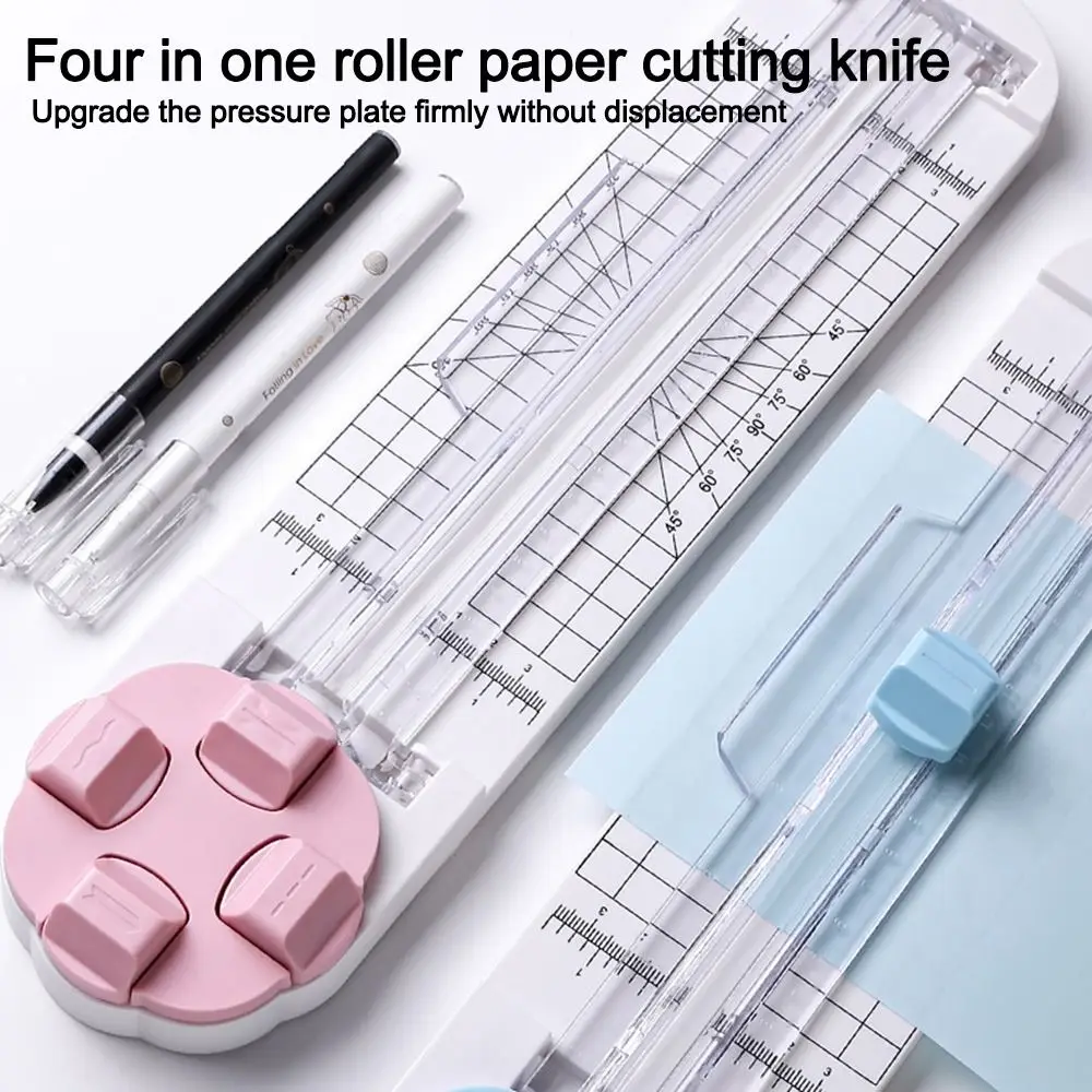Simple 4-In-1 Paper Cutter Manual 360° Rotary Paper Trimmer Press-Type Creasing Machine School Office Supplies