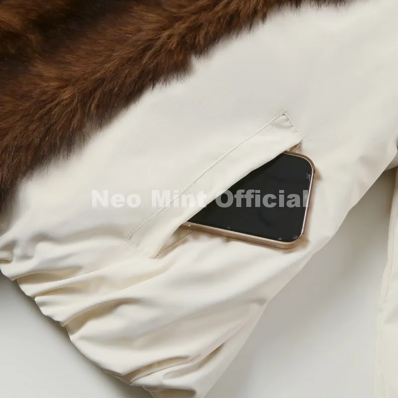 Neo Mint 2026 Winter Luxury Fur Collar Puffer Parka Jacket Women Warm Padded Quilted Coat Iconic Fashion Girls Outerwears