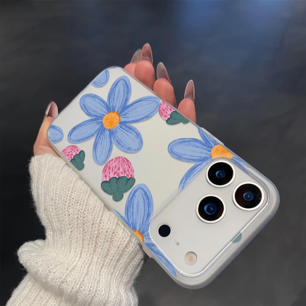 Flowers Phone Case For iPhone 16 Pro Case iPhone 15 13 11 12 14 17 Pro Max 12 13 Translucent Slim Silky Skin Matte Cover
