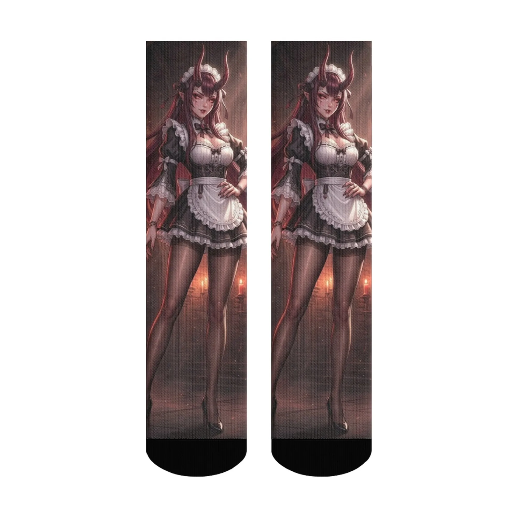 Anime Demon Maid Socks Soft Comfortable Skin-Friendly Men's Socks Outdoor Sports Fitness Happy Party Street Style Graphic Socks