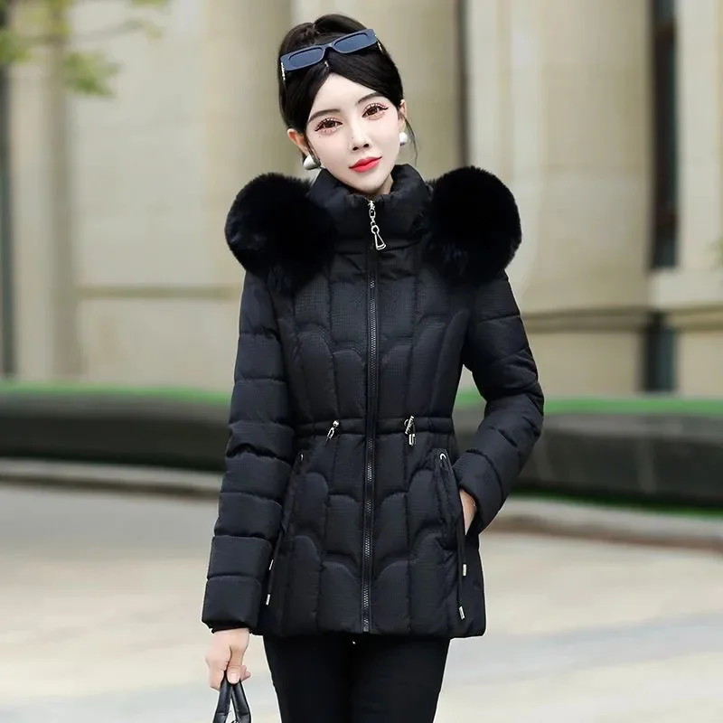 Fashion Short Cotton-padded Jacket Woman 2024 New Slim Detachable Cap Cotton-padded Jacket Joker Cotton-padded Jackets Female