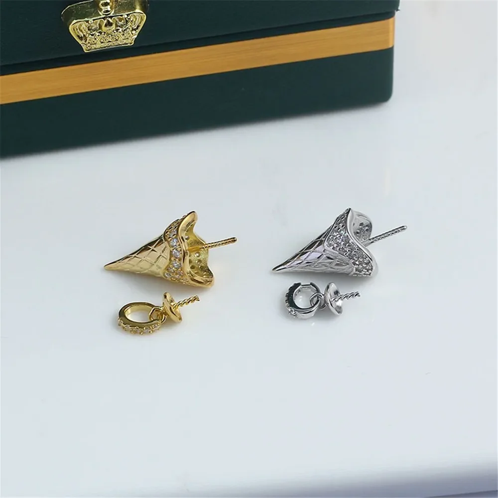 

Подвеска из стерлингового серебра 925 пробы с жемчугом, DIY пустая ободок, чашка, ювелирные изделия для рукоделия, фурнитура для подвески с полыми зубцами