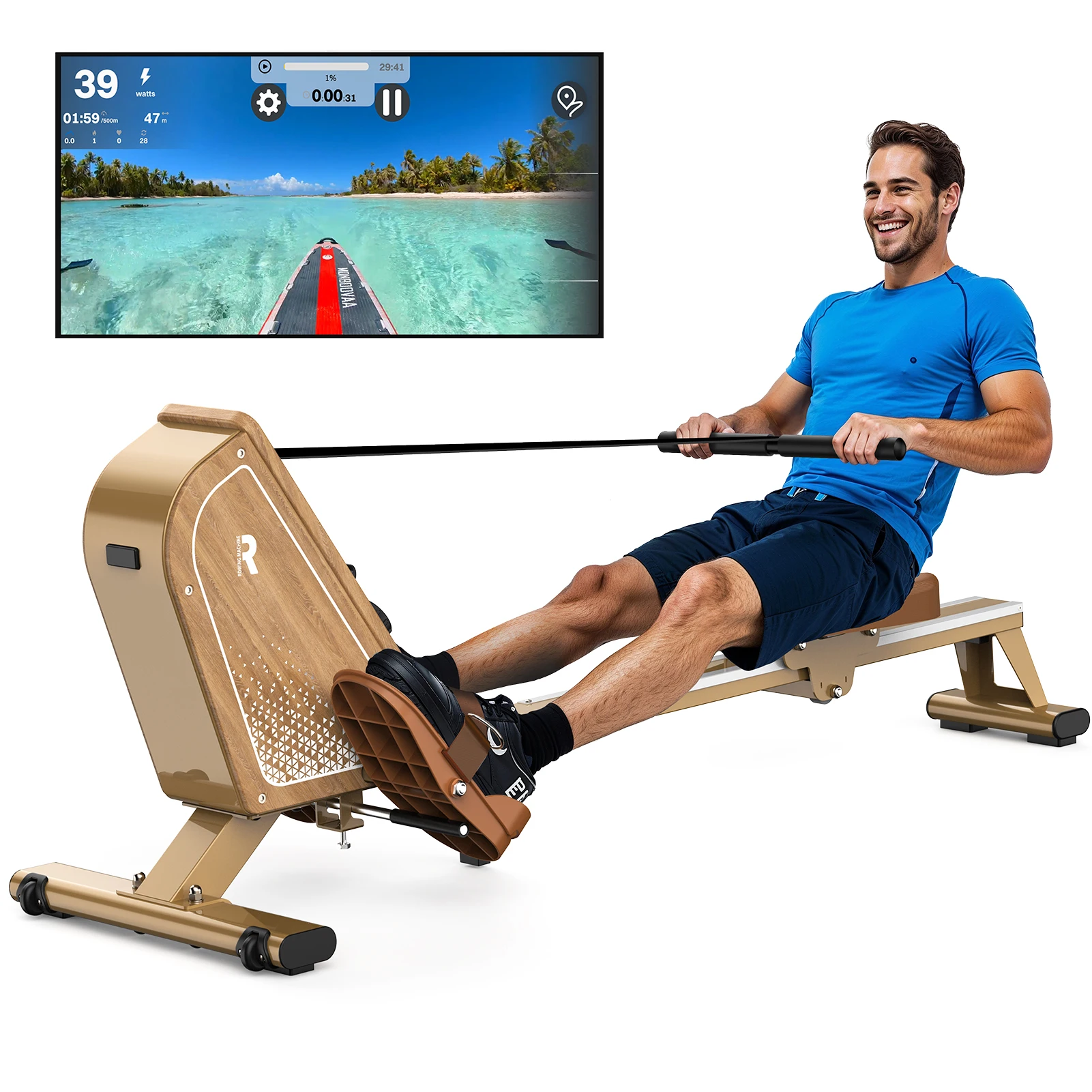 Fysiq OR3 Heim ruder gerät, magnetisch, Bluetooth-Monitor, 16 Widerstands stufen, 150kg Kapazität, vertikaler Speicher