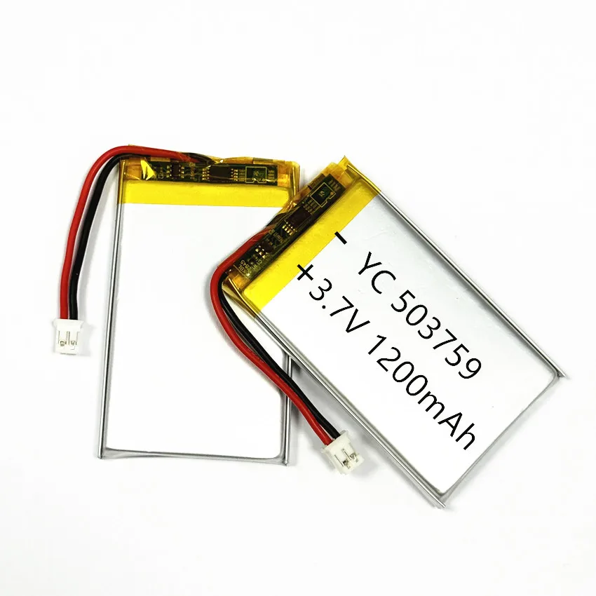 503759 3.7V 1200mAh Lipo Battery 053759 Polymer Lithium Batteries for GPS Navigator Bluetooth Speaker Small Appliance Humidifier