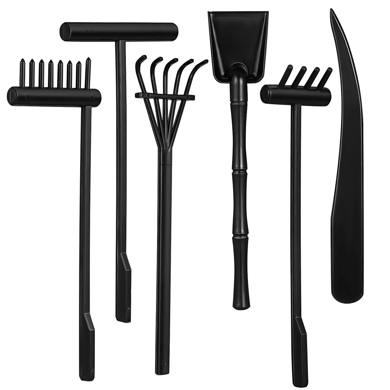 6 Pcs Zen Sand Rake Set Plant Accessories Mini Garden Tool Toy Suite Sandbox Push Plastic Tools Office