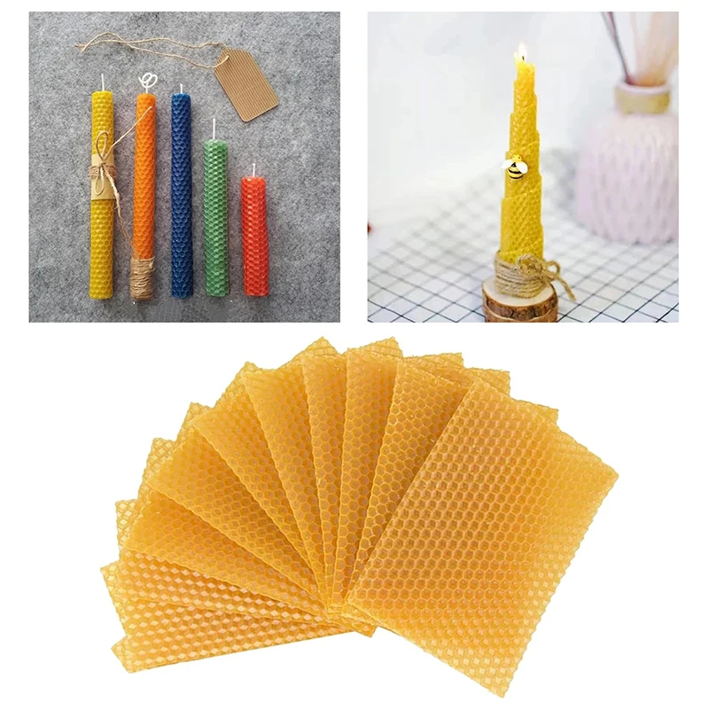 10Pcs Bee Wax Foundation Bee Hive Wax Frames Bas Sheets Bee Comb Honey Frame Beeswax Sheets Beekeeper Equipment DIY Supplies