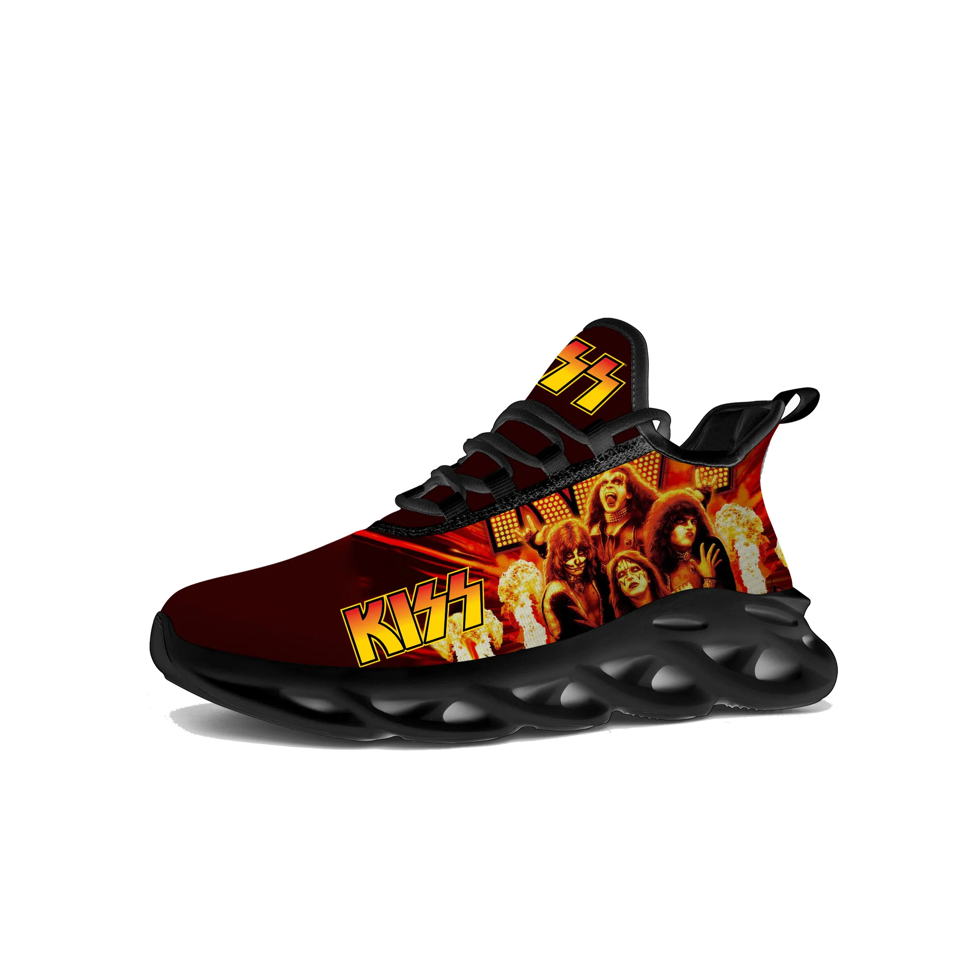 Kiss Rock Band Heavy Metal Flats Sneakers Mens Womens Sports Running Shoes High Quality Sneaker Customized Casual Shoe