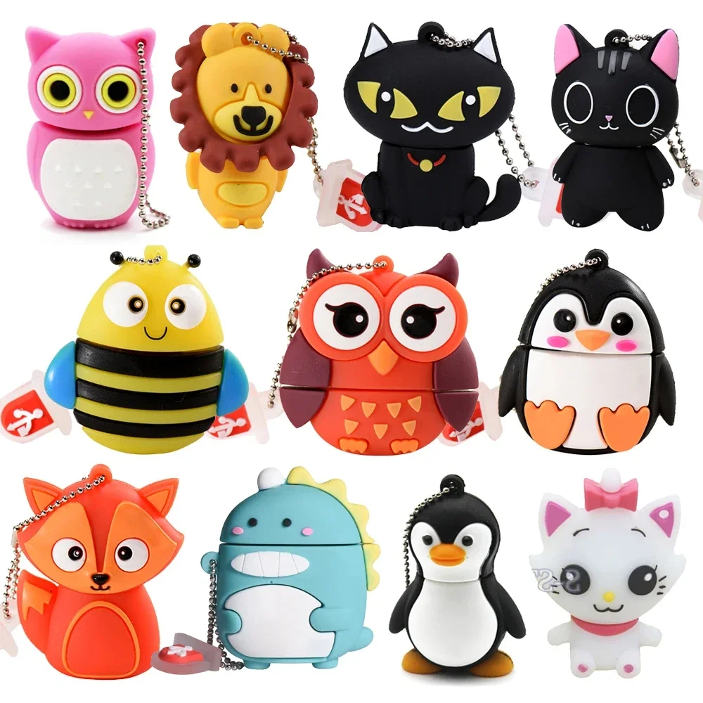 JASTER Owl Dinosaur Pen Drive 16GB Bee Fox Pendrive 8GB Cute Cartoon Animal USB Flash Drive 64GB Penguin Cat Memory Stick 32GB