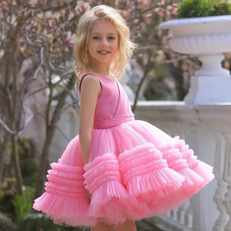 Summer Kids Party Dresses For Girls Fluffy Birthday Princess Dress Pageant Formal Wedding Ball Gown Toddler Baby Girl Clothes