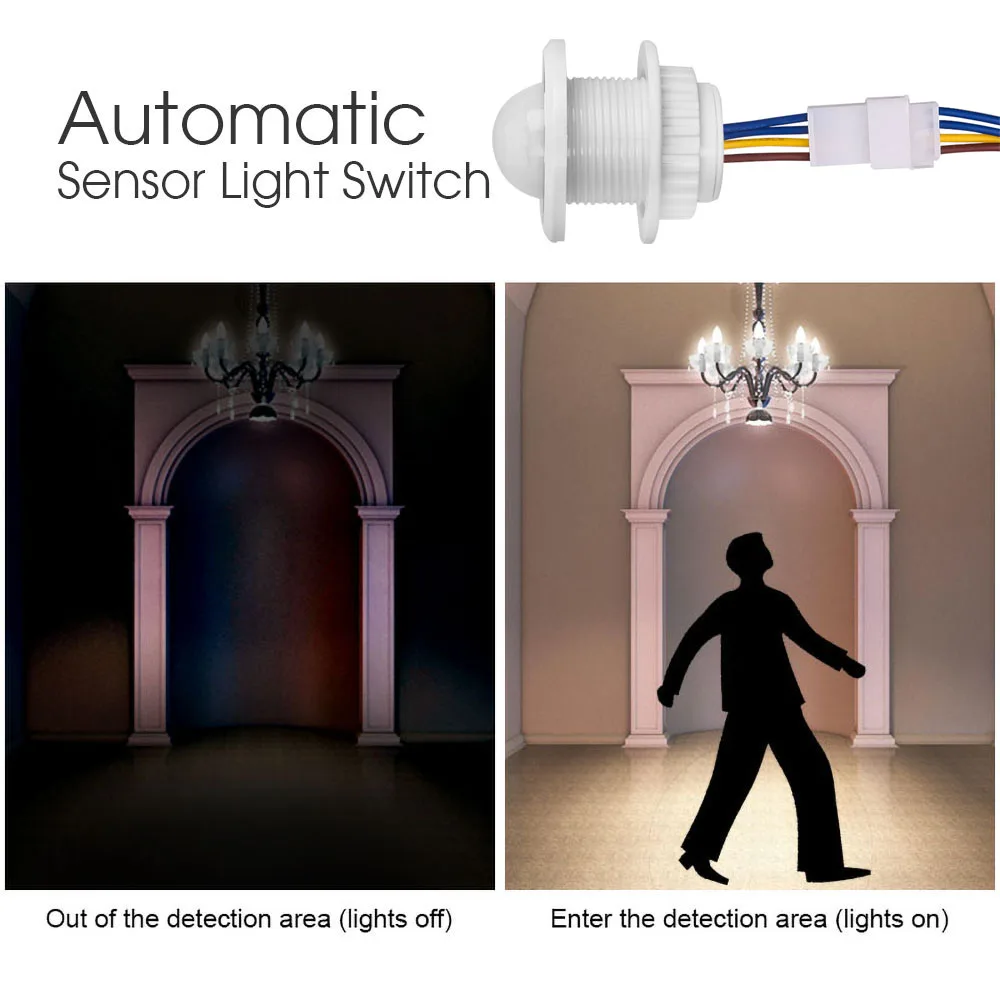 O interruptor claro do sensor de movimento de PIR, interruptor esperto, atraso de tempo, modo ajuste, corpo humano infravermelho, auto controle,