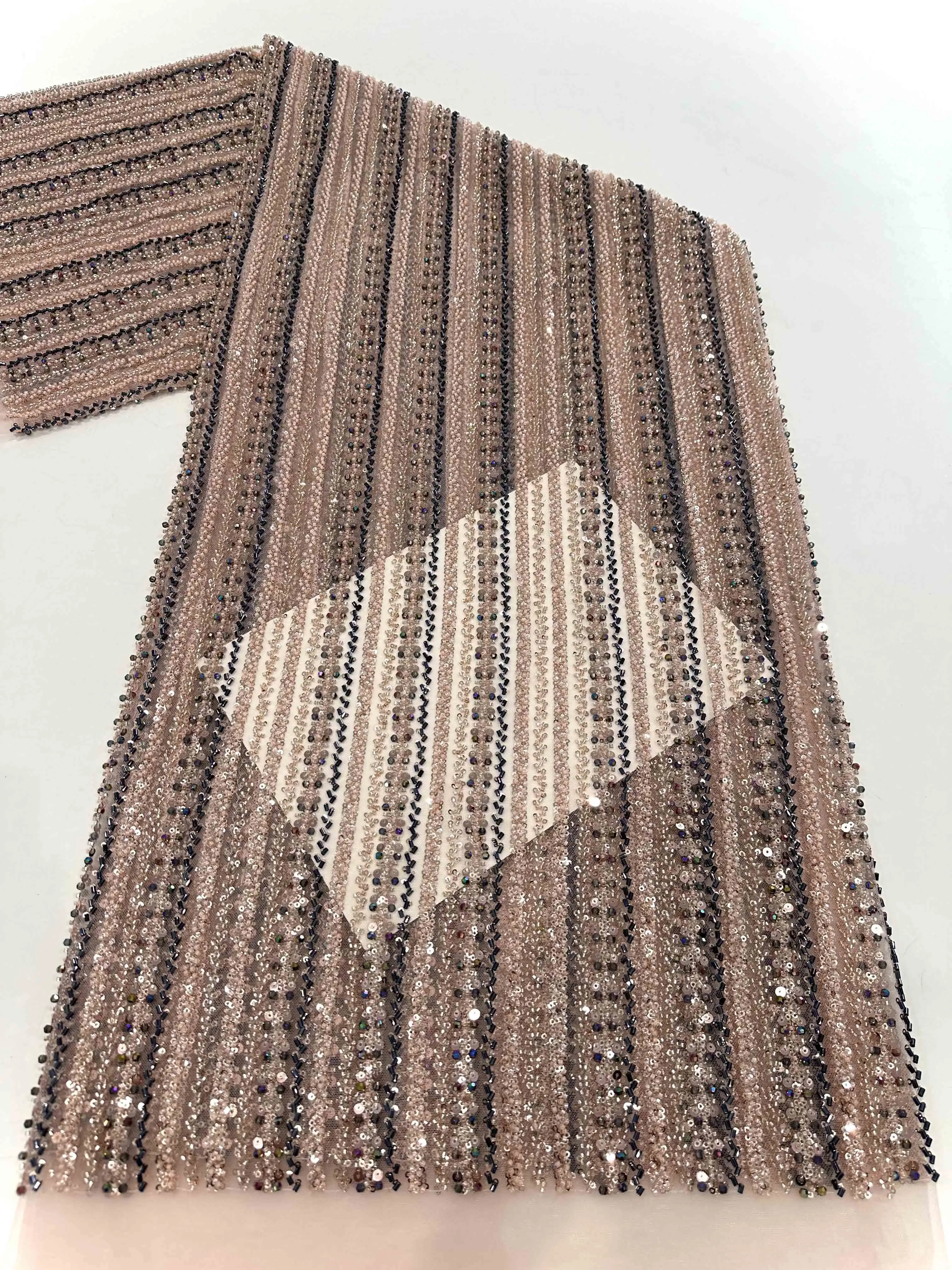 Orange Gold White African Nigerian Diamond Beads Sequins Heavy Wedding Lace Fabric 5 Yards High Quality Luxury Beaded Lace