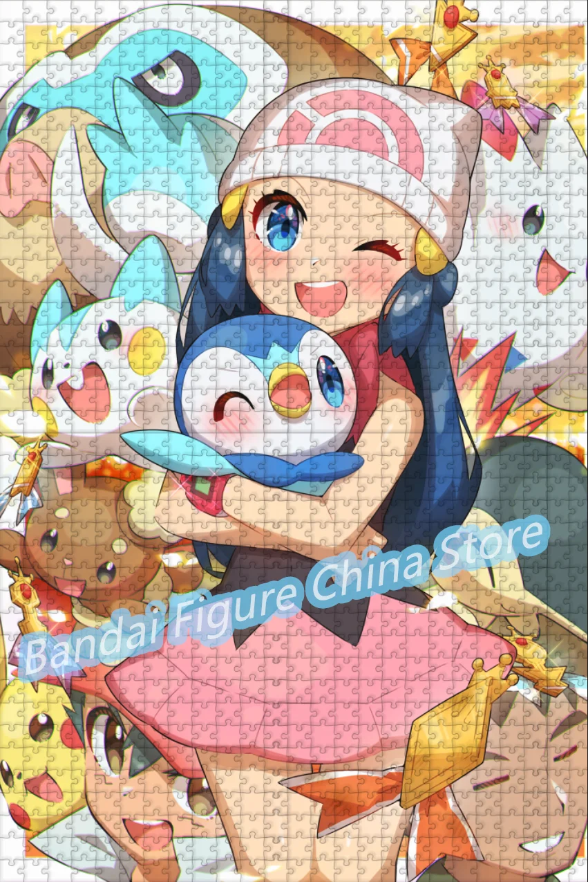 피카추 공 만화 인쇄 퍼즐 108/200/300/500/1000 조각 포켓몬 몬스터 가족 직소 퍼즐 감압 장난감 선물