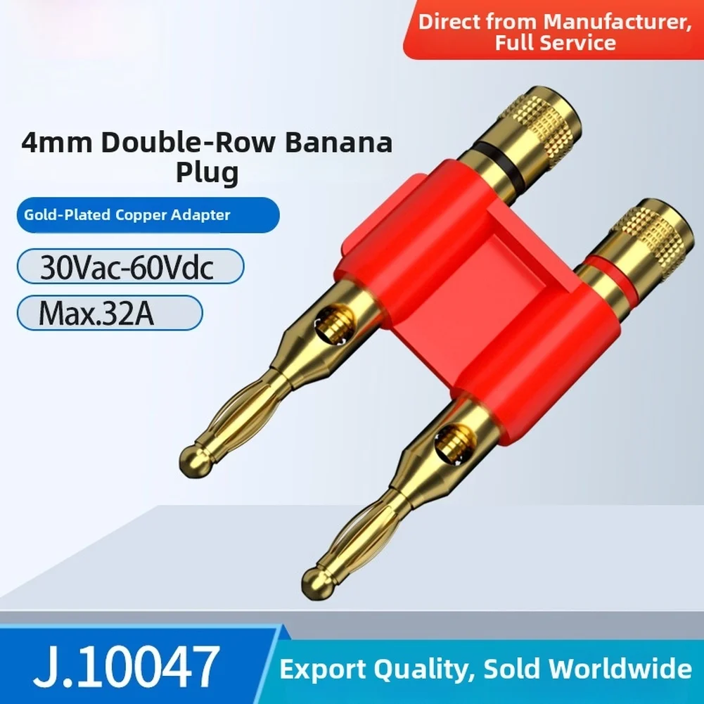 1pc 4mm Dual Row Lantern Banana Connector With 4mm Jack Red Black Screw Mount Gold For Electrical Connections