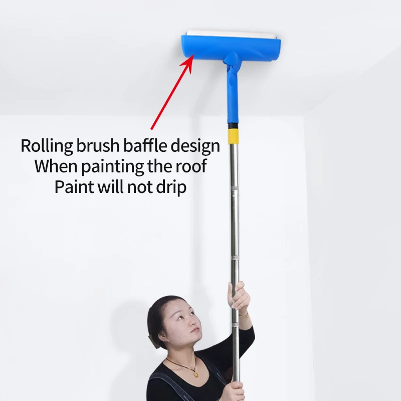 New Paint Roller Brush With 1.1M 1.4M 1.7M Extension Rod Prevent splashing For Wall Decorative Painting Handle Tool