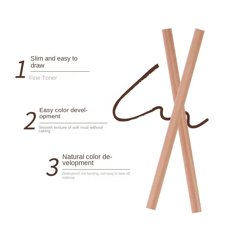 1pc Flat Headed Wooden Waterproof Eyebrow Pencil Art Tint Cosmetic Microblading Permanent Long Lasting Makeup Brow Pen Enhancers