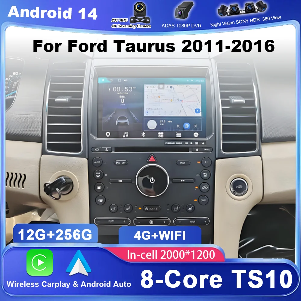 Android carro dvd auto para ford taurus 2011-2016 rádio automático estéreo navegação gps tela de toque multimidia player 2din unidade principal