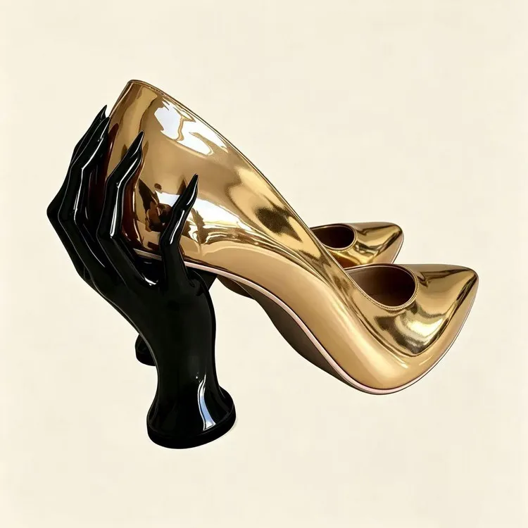 New 2026 Women's Shoes 10cm Heel High Heel Pumps Unique Ladies' Finger Flats Fashion Trend Pointed Shoe Size 36-43