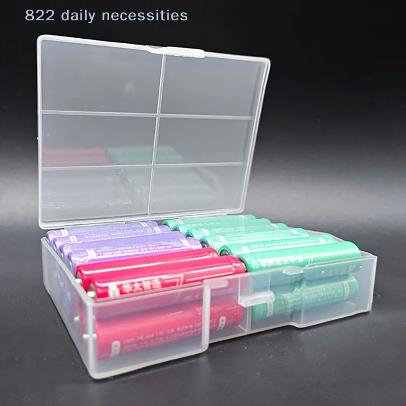Transparent Battery Storage Box For 18650 Batteries Plastic Organizer With Hardware Accessories And Clear Divider With Cover,