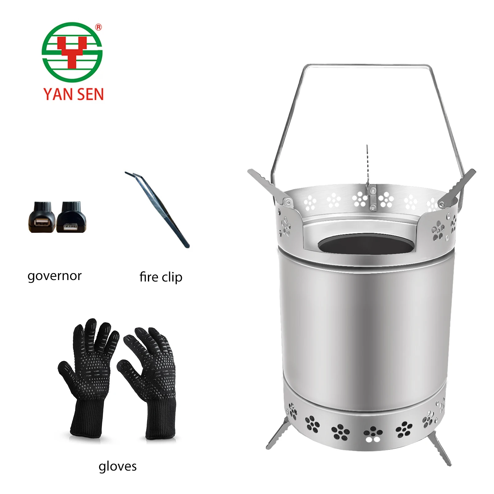 Outdoor Stove Wood Gasifier Charcoal Solid Fuel Stove Outdoor Kitchen Cooking Wood Pellet Furnace