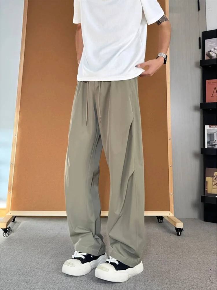 

Брюки десантника из ледяного шелка, мужские летние тонкие дышащие прохладные повседневные прямые длинные брюки, модный свободный крой