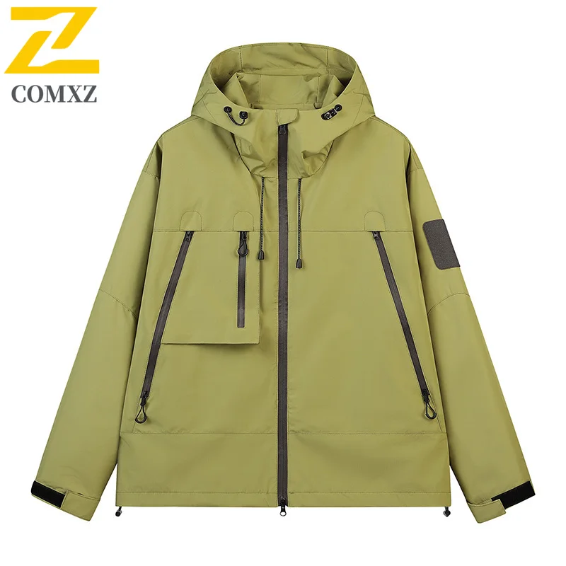 

Men's Outdoor Waterproof Jacket Tactical Workwear Windproof Parka Multi-Pocket Utility Coat Hiking Camping Casual Sportswear