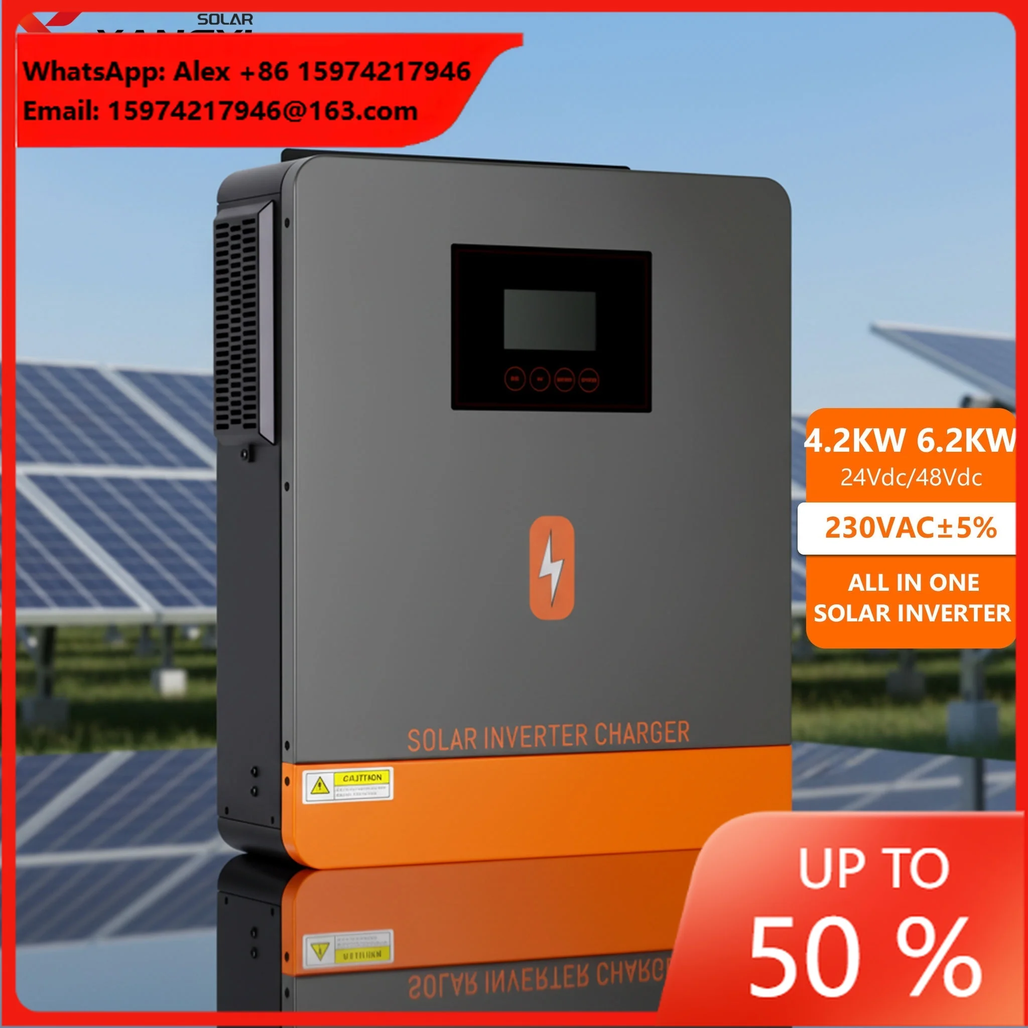 Yangyi Solar Power Inverter 8/10/12Kw 24Vdc Single Phase Hybrid MPPT Lithium On Grid Home 60Hz High Efficiency DC/AC