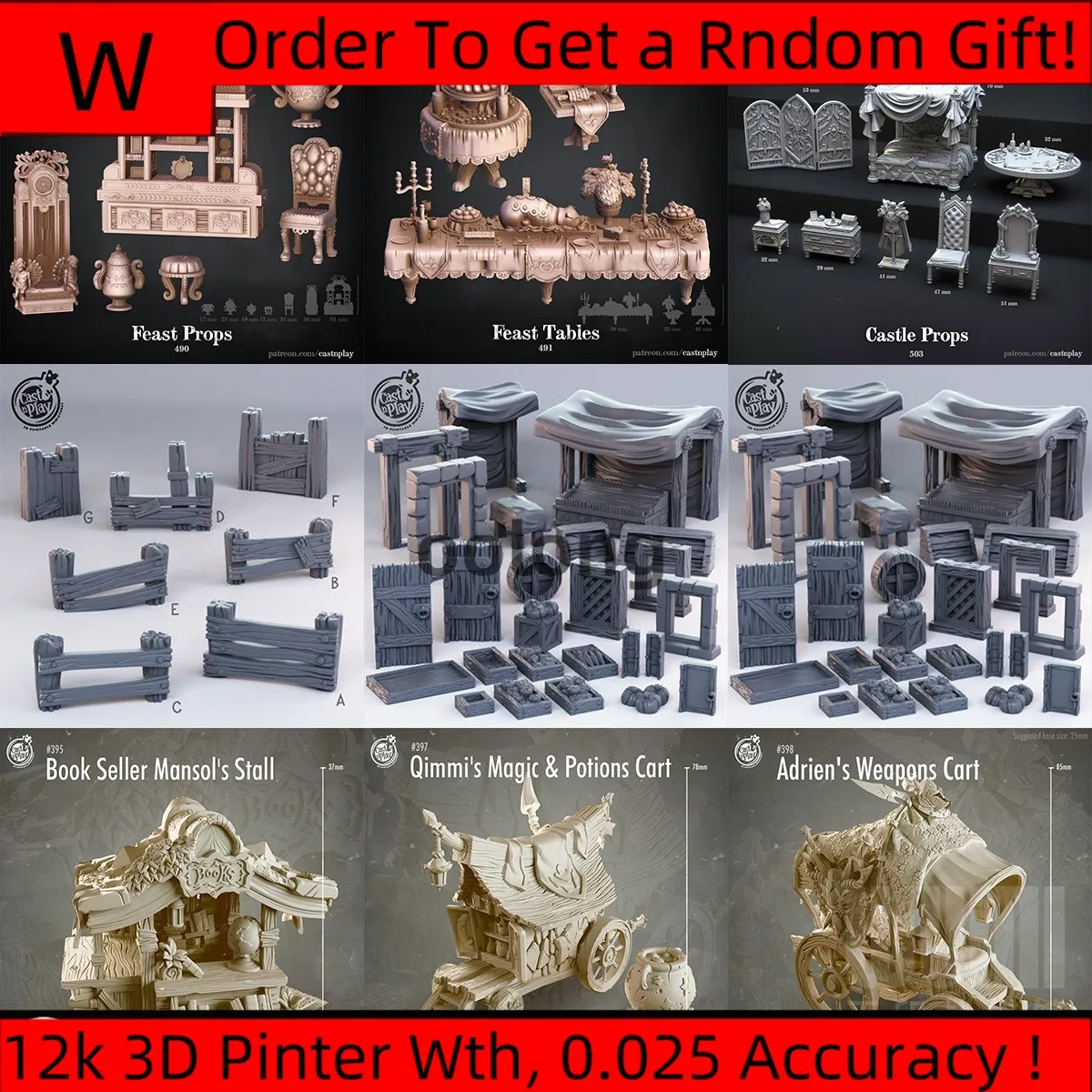 Miniature Landform Town Furniture Shop Horses Banquet Bounty Action Sheet Fence DND Prop Terrain Model