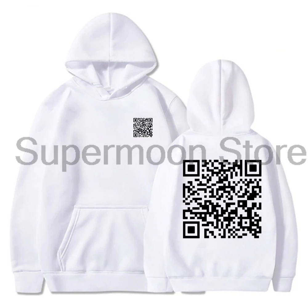 QR Code Fu You Graphic Funny Hoodie Unisex Long Sleeve Streetwear Women Men Hooded Sweatshirt Couple Clothes