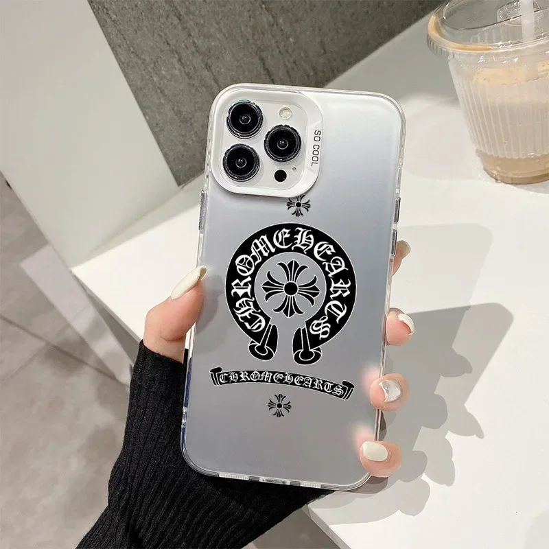 Fashion C-Chromes Phone Case for IPhone 16 15 14 13 12 11 Pro Max X XR XS MAX 8 7 Plus Matte Shockproof Back Cover H-Heart Shell