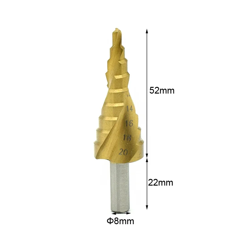 

HSS High Speed Steel Triangle Shank Pagoda Step Sprial Flute Grooved Drill Bit from 4-20mm Drop Ship