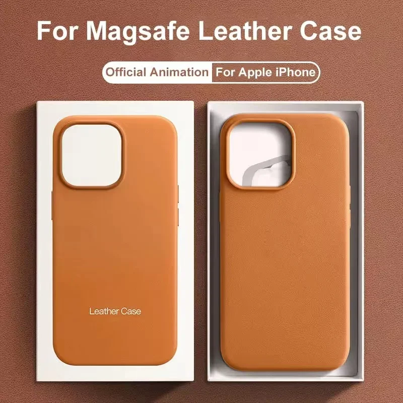 Official MagSafe Leather Case for Apple iPhone 16 Pro Max 13 12 14 15 Plus Original Strong MacSafe Magnetic Cover Accessories