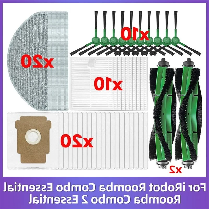 M02K-For Irobot Roomba Combo Essential / Vac Essential Vacuum Cleaner Replacement Parts Roller Side Brush Filter Mop Cloth