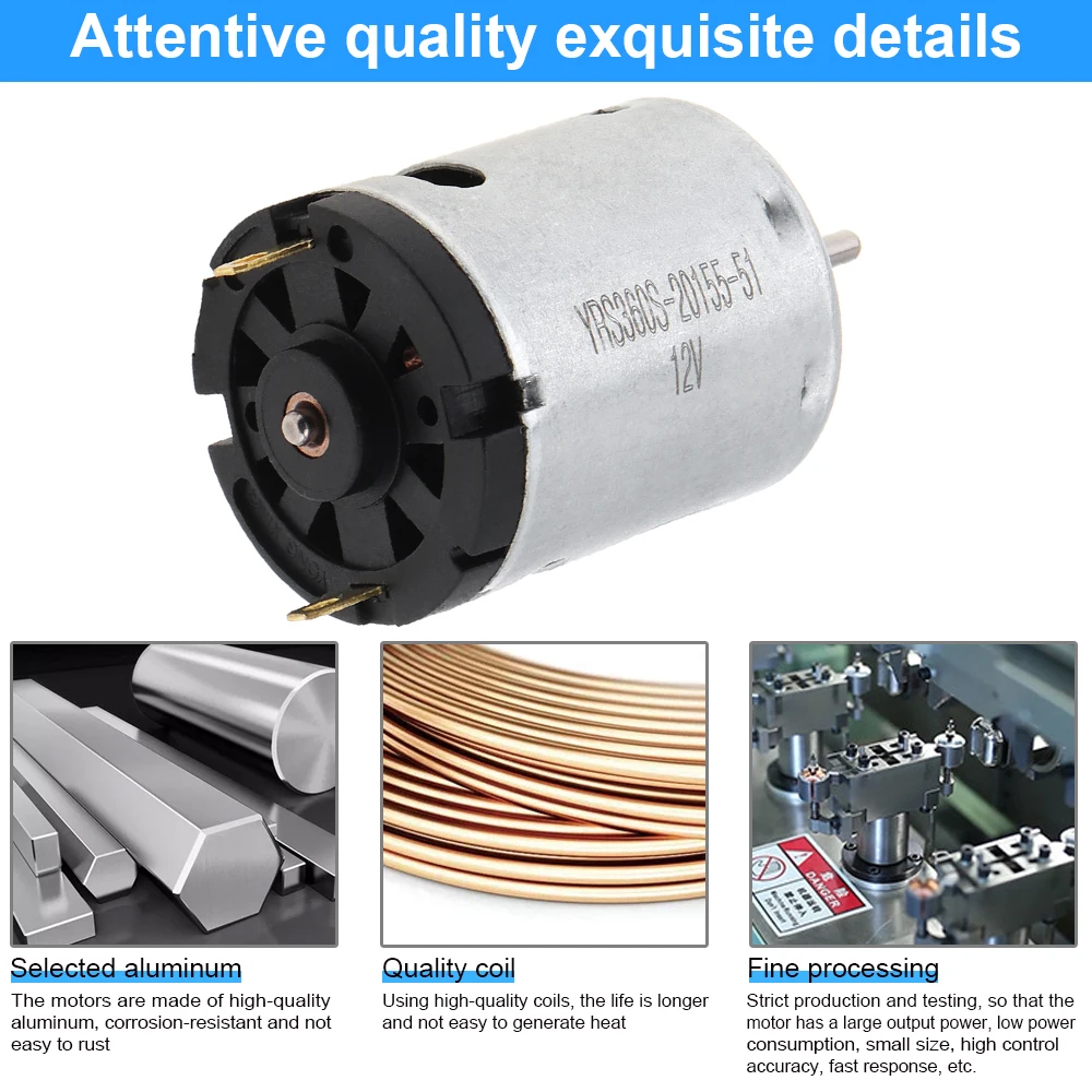 RS360 موتور تيار مباشر 12 فولت 12000 دورة في الدقيقة فرشاة كربون عالية السرعة محرك صغير للمراوح الكهربائية/ألعاب ذاتية الصنع