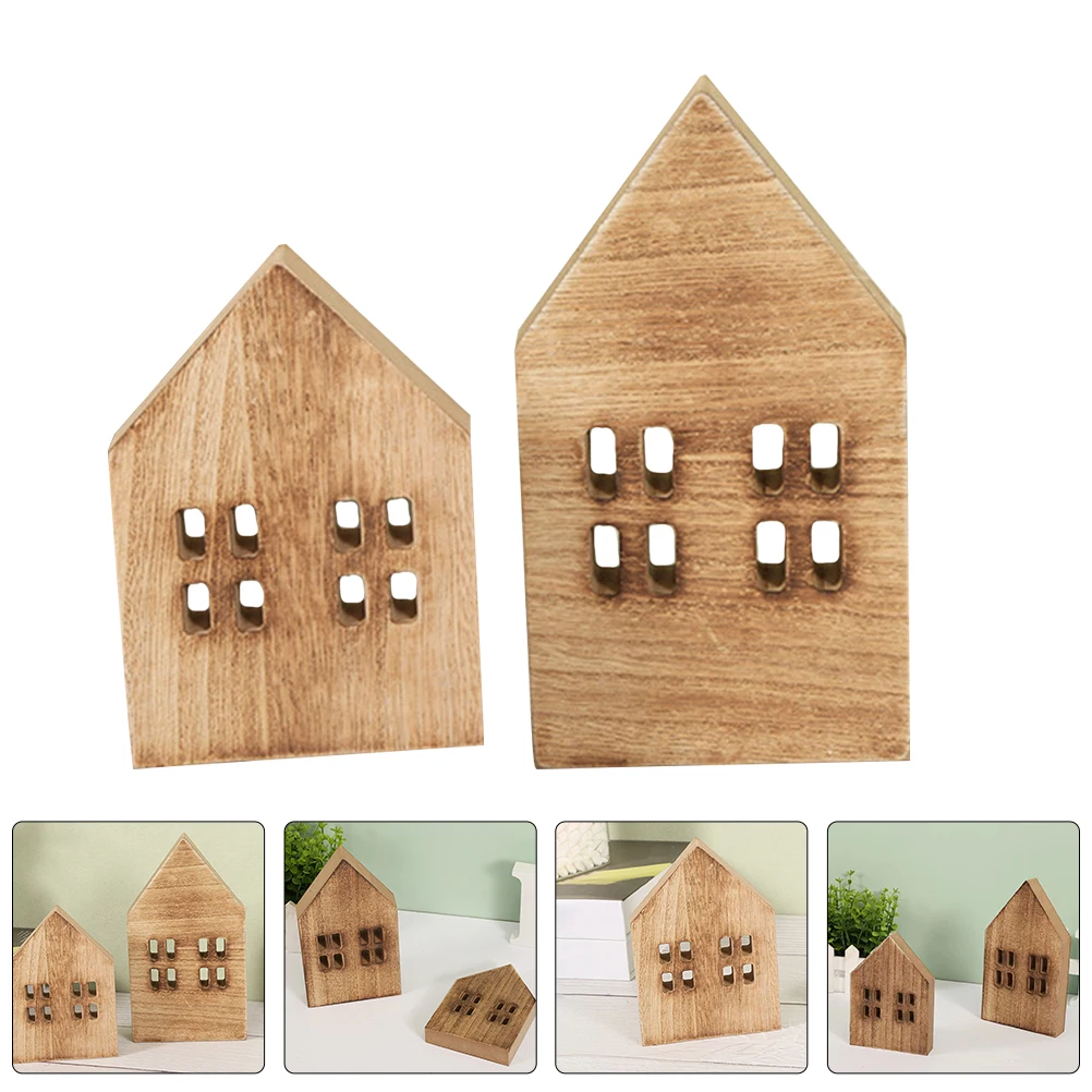 

2 Pcs Cabin Decorations Miniature Houses Home Aesthetic for Living Room Model Tiny