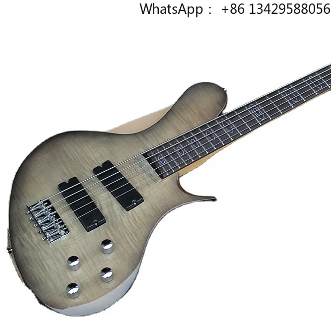 Flyoung Unusual Shape Bass 5 Strings Electric Bass Guitar Profectional Bass Guitar Flame Maple Veneer