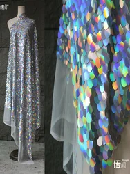 Gradient Laser Fabric Large Sequin Dress Decoration Background Clothing Designer Fabric for Material Cloth Diy Per Meters