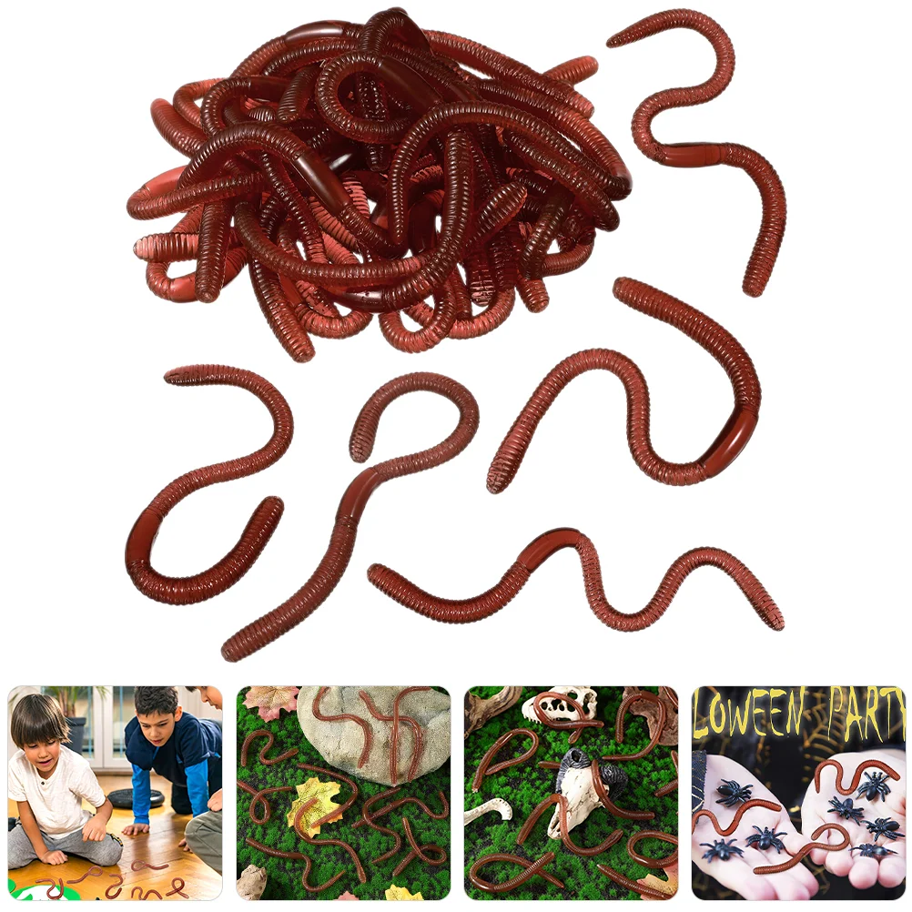 30 Pcs Artificial Earthworm Simulated Earthworms Prank Props Realistic Soft Rubber Models Plastic Fake Faux