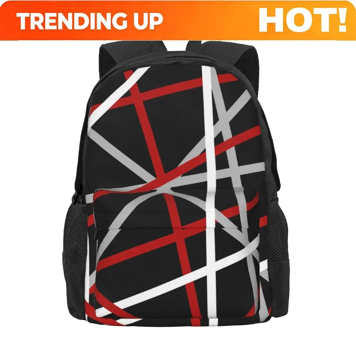 Custom Bag Van Halen Backpack Male Abstract Lines Pattern Backpacks Polyester Novelty School Bags Trekking Design Rucksack
